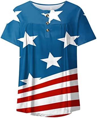 Блузи за Жени с Принтом на Деня на Независимостта, V-Образно Деколте 2023, Свободни Спортни Ризи за бременни с Къс