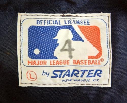 1989-90 Хюстън Астрос Стив Ломбардоцци #4 Използвана в игра на тъмно синьо яке L DP41080 - Използваните в играта якета MLB