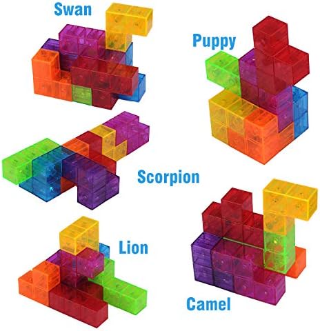 WorWoder Детски Магнитни Градивни елементи, Магически Магнитни 3D Кубчета-пъзел, Комплект от 7 Магнитни блокове