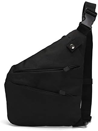 PUNCK Унисекс 2023 Нова Лична гъвкава чанта, Водоустойчив анти-кражба Тънка чанта-прашка, Чанта през рамо, Нагрудная чанта за улици (черен, за дясното рамо)