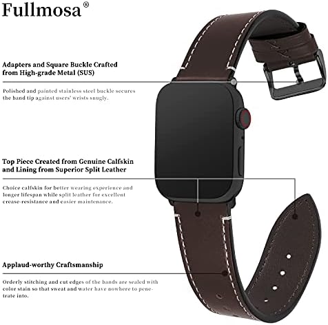 Каишка за Apple Watch, съвместим с Fullmosa, 40 мм 41 мм 44 мм 45 мм, кожена каишка, съвместима с iWatch