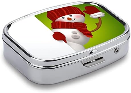 Кутия за хапчета Снежен човек весела Коледа, Калъф За Медицински Таблетки Квадратна Форма, Преносим Кутия за
