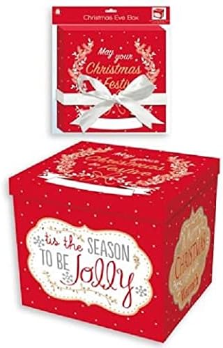 The Home Fusion Company Коледен Подарък Кутия 28 см, За Съхранение на Празнични подаръци Дизайн на дядо коледа и Снежен Детски Коледни Забавление