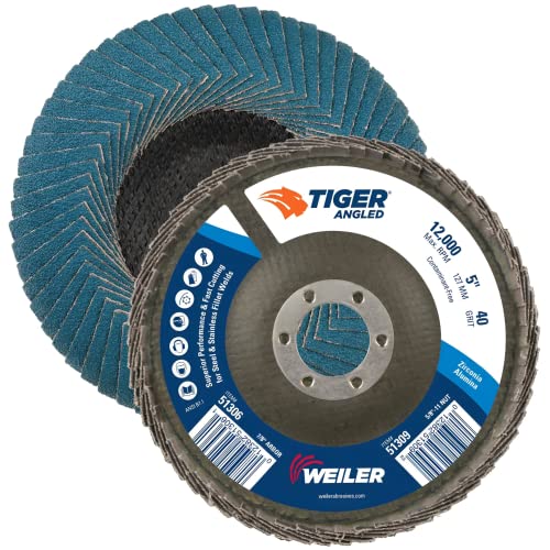 Weiler 51307 5-инчов диск с панти капак Тигър, Тъканта, основа, Зърно оксид, цирконий 60Z, диаметър от 5 инча (опаковка от 10
