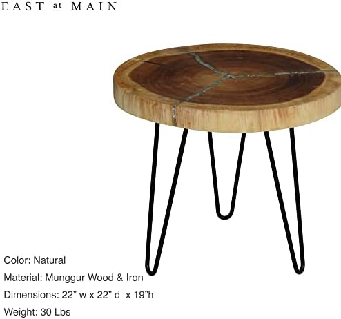 Приставной маса от масивно дърво, украсени Акрилно стъкло - Маса от висок клас с диаметър 22 x 19 см, със Здрави Железни Крака - Accent Table от at East Main