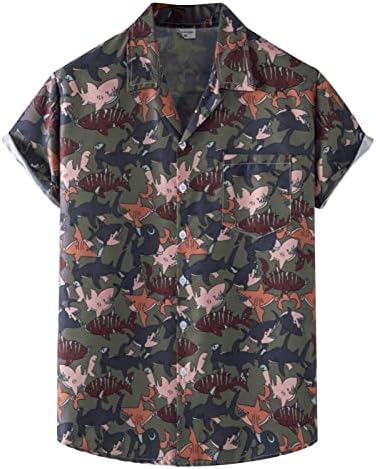 Мъжки Летни Модни Блузи, Ежедневни Хавайски Плажната Ежедневни Тениска с Къс Ръкав и Джоб Копчета, Мъжки Ризи