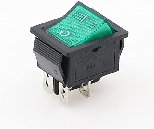 DASBE 1 бр. Защелкивающийся Кулисный превключвател на Захранване входно-изходни 4/6 контакти с подсветка 16A 250VAC 20A 125VAC KCD4 (Цвят: 3, Размери: 4PIN)