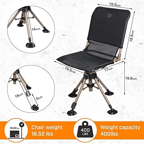 Ловен стол TR, Безшумен Отточна тръба на шарнирна връзка Сгъваем стол на 360 градуса, за да Щори, 2 Крака с Регулируема