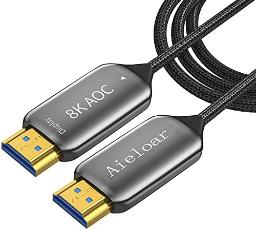 Оптичен кабел Aieloar HDMI 2.1 100 фута/30 м, 8K @ 60Hz 4K @ 120Hz Dynamic HDR 10, eARC, HDCP2.2, разрешение за 4:4:4 7680x4320, 48 gbps, Оптичен кабел HDMI 2.1 за PS5 / 8K TV / LG TV (30 М. /100 метра)