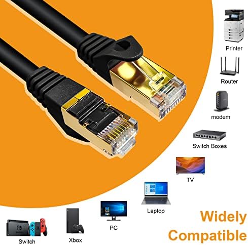 Ethernet кабел VEECOH Cat 7 25 фута/8 м висока скорост 10 gbps Gigabit Мрежов Пач кабел Cat7 LAN S/FTP с Двойно Экранированным