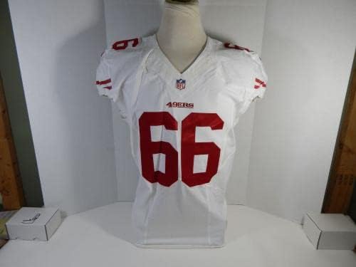 2014 San Francisco 49ers 66 Game Пусна Бялата Фланелка DP16463 - Използваните тениски За игри NFL Без подпис