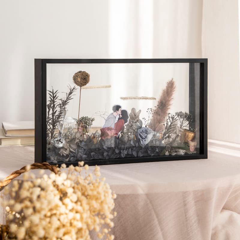 Дървена рамка за снимки с изсушен цвете JOSON, украса рамка за изложбата на стоки с изсушен цвете, плаващ лихвен
