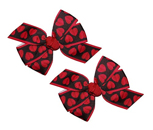 Комплект за малки момичета WD2U от 2-те черни и червени бантиков под формата на свети валентин във формата на сърце,