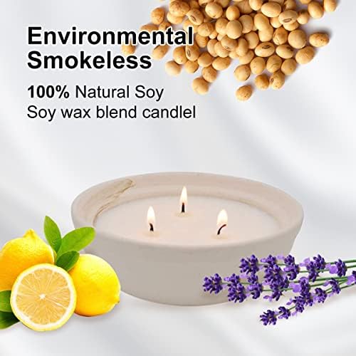 Голяма Ароматна свещ Winbattle с 3 восък със, Опаковани в тавичка – Лимон, Лавандула аромат за дома - 14 грама