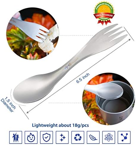 Лъжица, вилица и нож TiTo Titanium Spork 2 в 1, лека туризъм посуда, екологично Чисти прибори за пътуване на открито,
