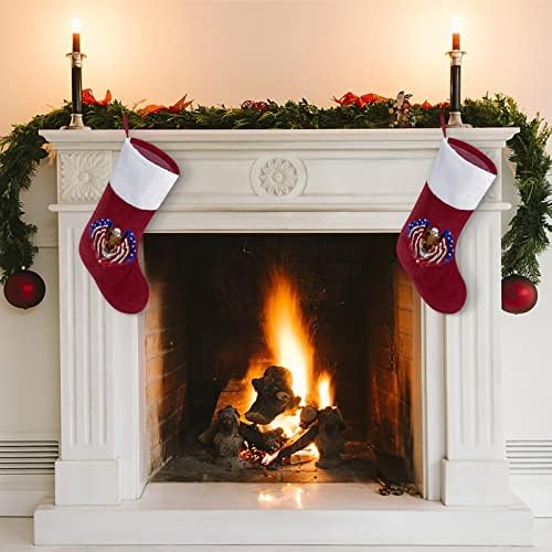 Белоглав Орел Американски Флаг Коледни Окачени чорапи Чорапи за Коледно Камина Празничен Начало Декор