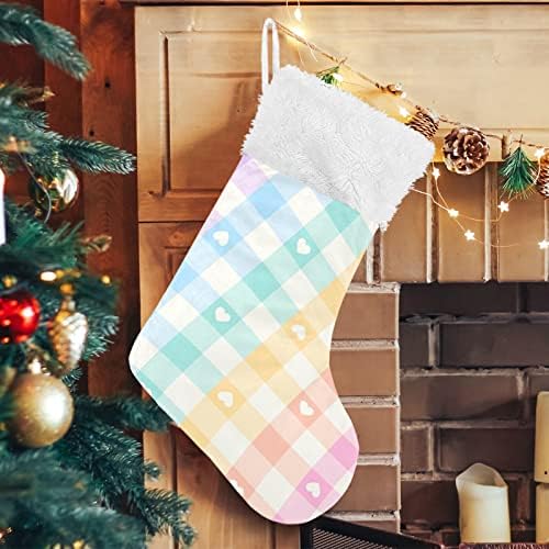 Коледни Чорапи ALAZA в клетка със Сърца, Класически Персонализирани Големи Чорапи, Бижута за Семейни Тържества, декорация