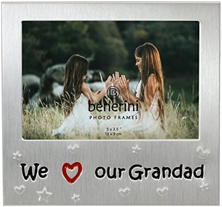 benerini Ние обичаме нашия дядо - Подарък рамка за снимки - 5 х 3,5 - Алуминиев Подарък Сребрист цвят за Него