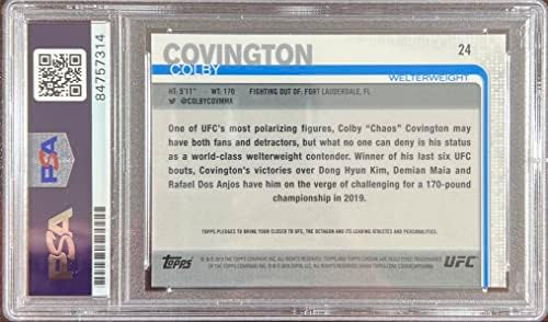 Колби Covington с автограф 2019 Topps Chrome card #24 UFC PSA в капсула