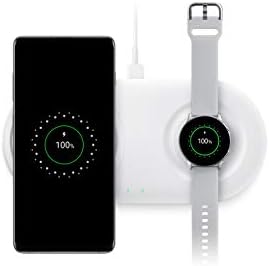 Безжично зарядно устройство Samsung DUO Pad, бързо зареждане 2.0 (версия за САЩ, с гаранция) - Бял