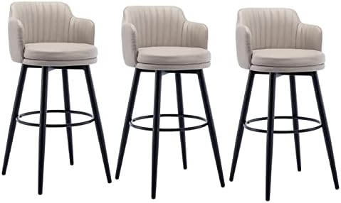 Бар Столове с височина 26 см, Комплект от 3 Въртящи се Продуктова столове с Ниска Облегалка, Кухненски Островен