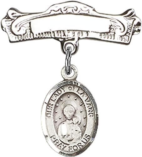 Детски икона Jewels Мания Чар на Дева мария ла Ван и извити полирани игла за иконата | Детски икона от сребро