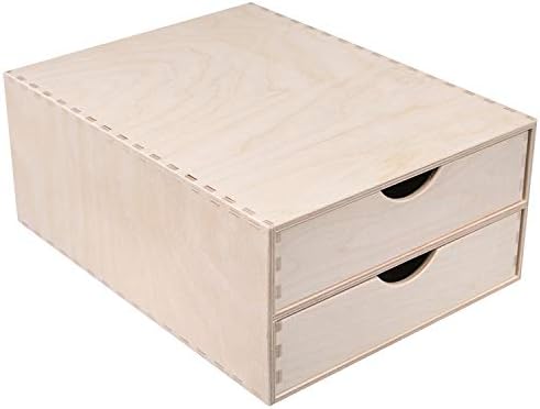 Голям дървен скрин в стил Творчески деко | 12,99x9,84x5,31 инча | 2 отделения | Настолен Органайзер за папки с документи |