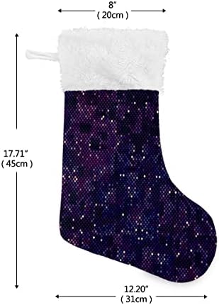 Коледни Чорапи Пикселизированные Лилаво Космическите Вселени Бели Плюшени Белезници От Мерсеризованного Кадифе Семеен Празник Персонализирани Голям Отглеждане