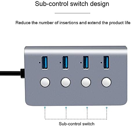Превключвател за управление на SJYDQ 4-Портов USB 3.0 ХЪБ От Алуминиева Сплав със скорост до 5 gbps, Мулти USB Сплитер за