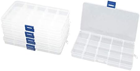 X-DREE Прозрачна Пластмаса 15 Слота Обеци, Бижута Занаят Органайзер За Нокти Кутия За Съхранение за Носене и 5 бр. (Cassa