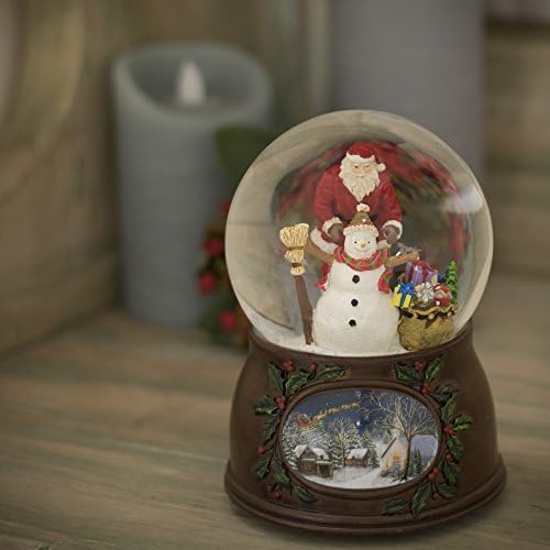 Римският Коледен мюзикъл Въртящи Дядо Коледа и Снежен човек Снежна топка Glitterdome Играе Насладете се на забавно малка Коледа, Многоцветен, 5 инча
