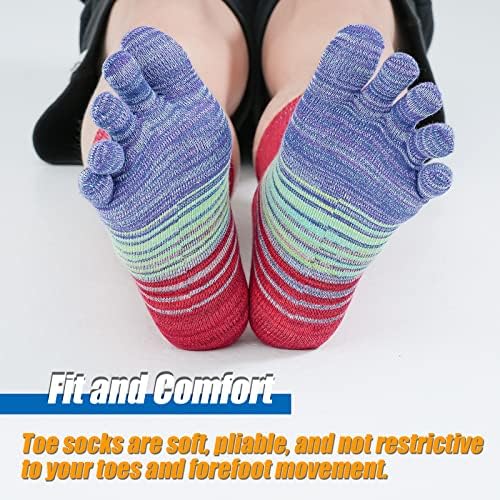 Чорапи с пръсти TikMox за жени, Чорапи за бягане на щиколотке/Файтон, Памучни Чорапи с пет пръста (3 чифта)