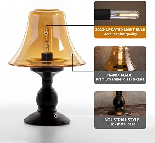 Лампа HOMMAX на Батерии, Безжична Декоративна Лампа с Таймер и Абажуром от Златно Стъкло, Малка нощна светлина