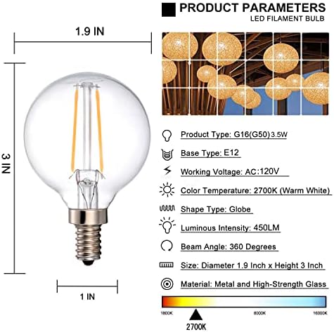 MRDENG Led лампи с регулируема яркост G16.5 E12, 40-Ваттные Свещници, което се равнява на 40-Ваттным led лампам G16