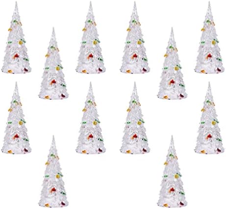 Малка Осветена от Акрилна Коледно дърво: 12ШТ Настолни Led Коледни Елхи Коледни лека нощ Централните Елементи на Празнична Маса Украса на масата На Батерии