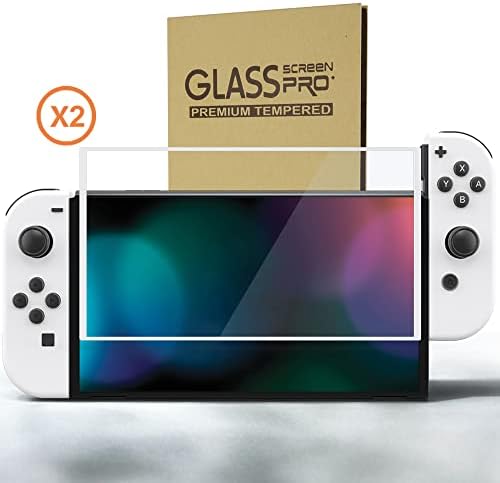 Защитно фолио от закалено стъкло PlayVital White Border екрана на Nintendo Switch OLED, без мехурчета от надраскване,