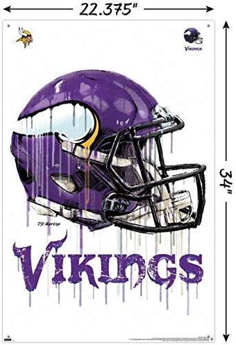 Стенен Плакат NFL Minnesota Vikings - Drip Helmet 20 с Бутони