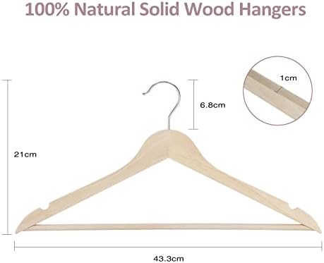 Дървени Закачалки ROSOS 40 Бр, Закачалки за дрехи от Кедрово дърво за кабинет с Превръщането на една кука на 360 градуса,