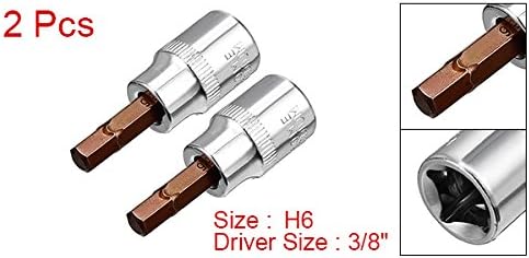 uxcell 3/8 Drive x H5 (5 мм) Наставка за бита с шестоъгълни глави, части от стомана S2, дюзи CR-V с дължина 2 инча (само за ръчна употреба) 2 бр.