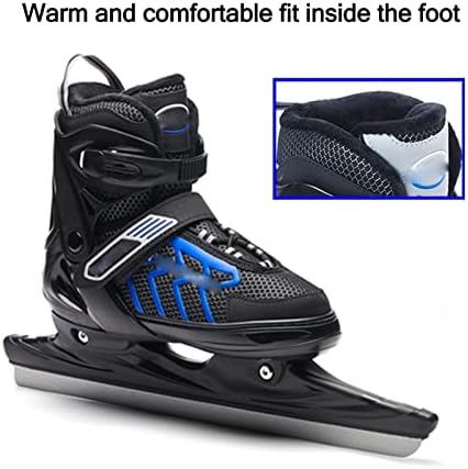 Конькобежные обувки WRAZA Speed Ice Skating Shoes - Хокейни Кънки за песен и булевард с Къс позициониране, Кънки с Нож за вывихивания от Неръждаема Стомана с Регулируеми Замковы