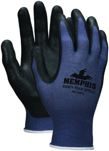 MCR Safety 9673SFXXL Безшевни Найлонови Плетени ръкавици Memphis с Пясъчна покритие на дланта и пръстите, сини / черни, 2 големи размери, 1 чифт