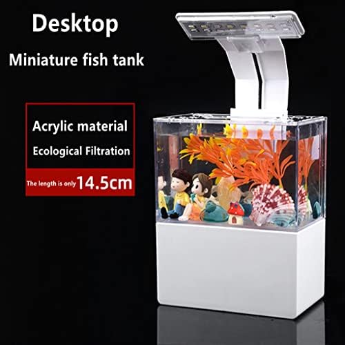 n /a Озеленяване аквариум Малък Настолен Творчески Мини-Офис Борбата с риба Микро Пейзаж Самоциркуляция (Цвят: черен размер: Един размер)