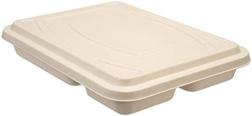 САМО КАПАЧКИ: Капачки от захарна тръстика Pulp Tek размер на 11,2 x 8,7 инча За контейнери с тегло 43 грама, капаци за контейнери от 100 екологично чисти материали - Контейнери