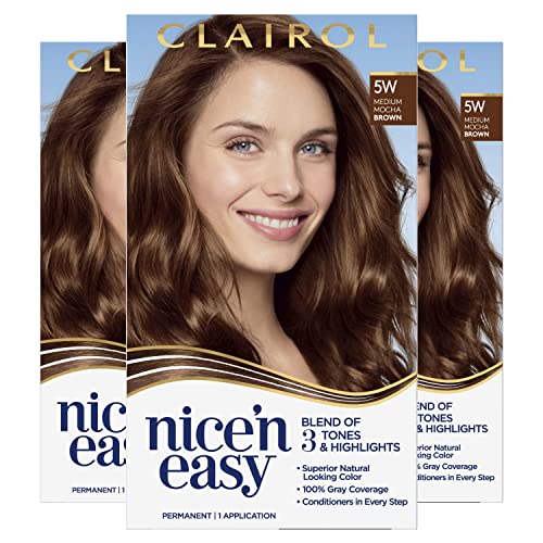 Перманентная боя за коса Clairol Nice'n Easy, 5 W, средно-кестен цвят мока, опаковки от 3
