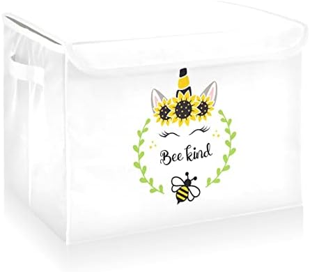 Кошница за съхранение на CaTaKu Unicorn Bee Kind с Капачки и Дръжки, Текстилен Голям Контейнер За Съхранение,