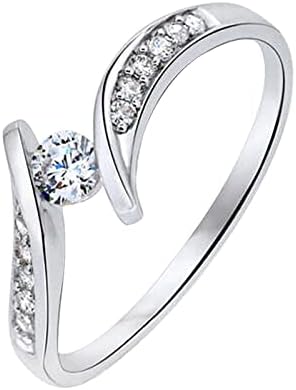 2023 Ново женски пръстен с диамант, годежни пръстени, ефектни пръстени за всички жени, беззубое пръстен (сребро, 10)