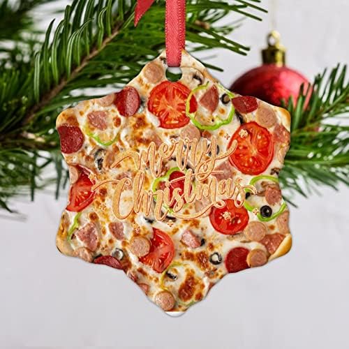 Коледна Украса за Пица с аромат на Мед Пиле, Забавна Храна, Украса За Коледната Елха, Керамични Кръгла Пица, Персонални Коледни Украси 2022, Коледен Декор на памет, 3 ин