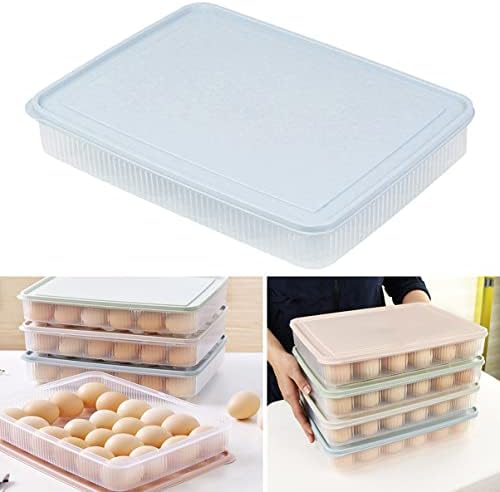 Пластмасова Кутия за съхранение на Cabilock Пластмасов Държач за яйца 3pcs24 Refrigeratorblue за Противоударного