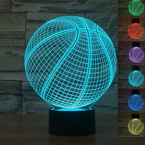 MOLLY HIESON 3D Баскетболен лека нощ USB Сензорен Прекъсвач Декор Тенис на Маса, Лампа за Оптични Илюзии 7 Променящия