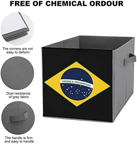 Бразилски Флаг Сгъваем Текстилен Кутия За Съхранение на Кубчета Органайзер Сгъваема Кутия с Дръжки